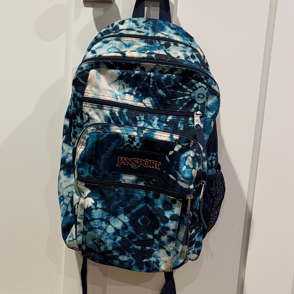 Jansport Blue and White Patterned Backpack
